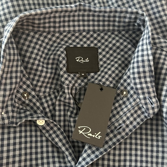 Rails NWT Reid in Navy Cornflower Check | Size Medium - Mens - Picture 9 of 9